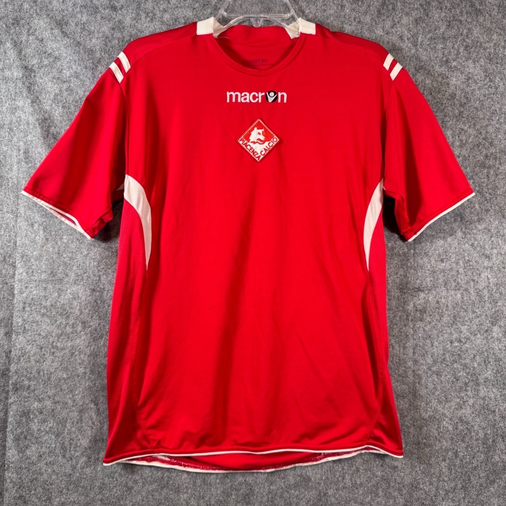 Piacenza Calcio Training Jersey Shirt Macron Mens Medium Red Short Sleeve Y2K 09